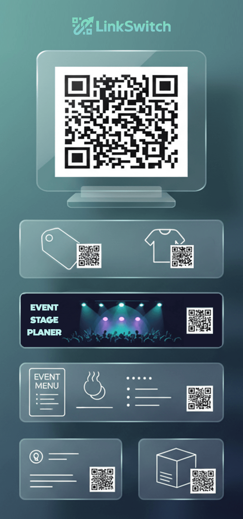 Use cases with QR in merch, events, hospitality, business card and product contexts